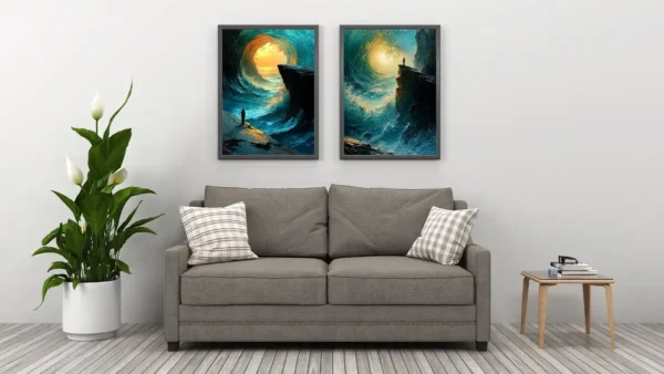Minimalist Wall Art Printable Inspiring Ocean Views Set of 2 for Home Decor (2x3 Ratio)
